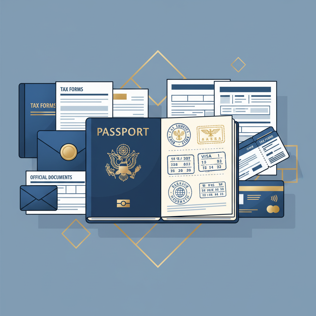 여권과 비자 스탬프, 세금 서류