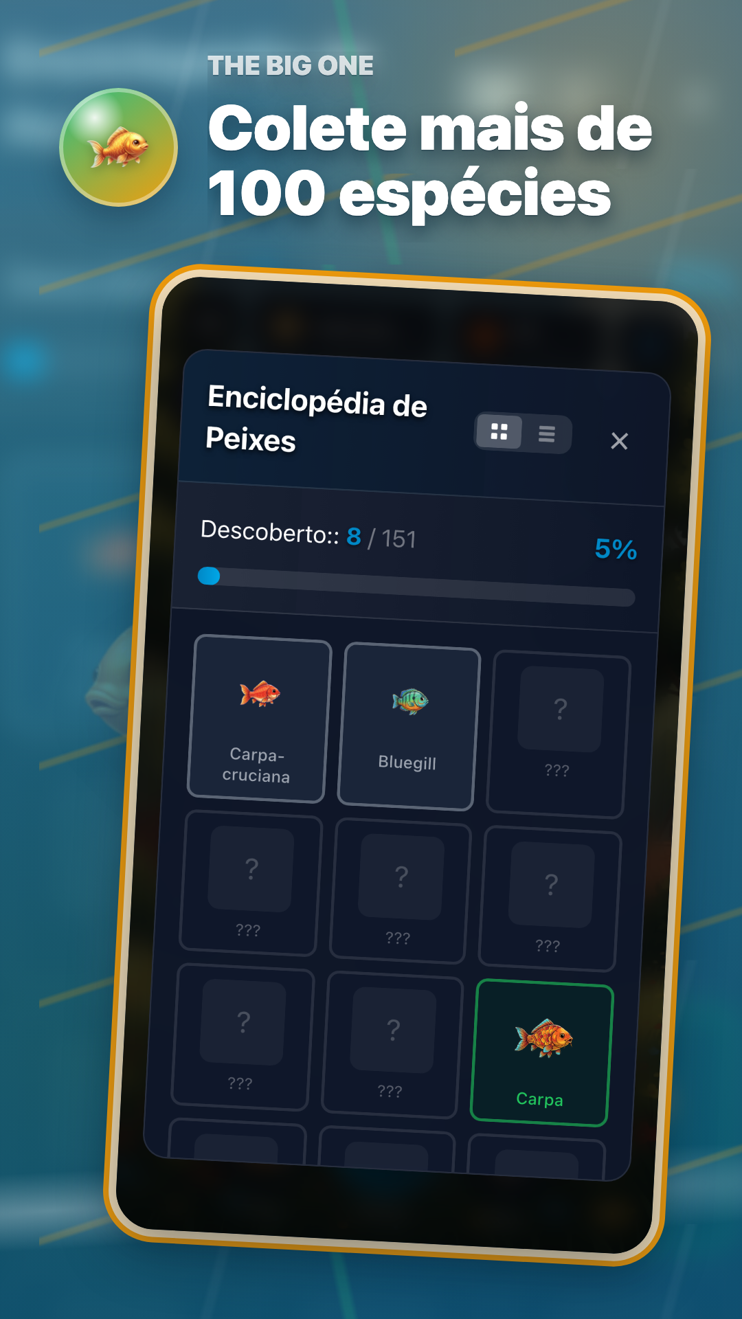 Confira as informações da espécie e o histórico real de capturas na Enciclopédia de Peixes.