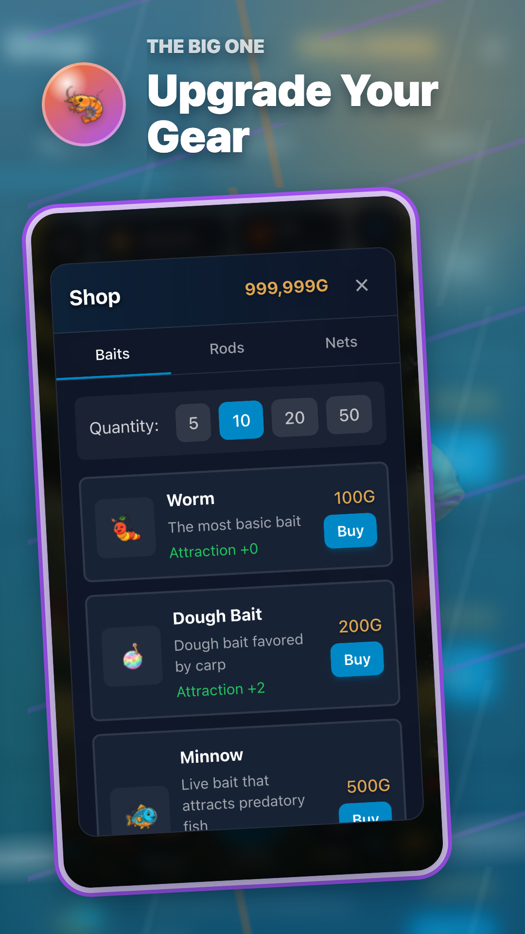 The Big One Shop screen in English